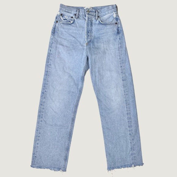 Agolde Denim - AGOLDE‎ 90s High Rise Straight Leg Crop Light Wash Raw Hem Jeans Size 23